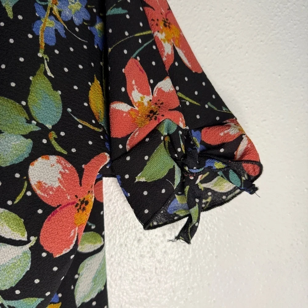 Cha Cha Vente Polka Dot & Floral Relaxed Top. Sz PS.